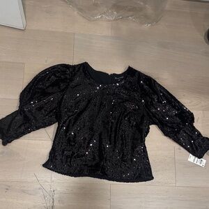 INC International Concepts Black Sequin Blouse